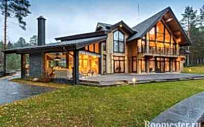 Intérieur d'une maison en bois - photo design par chambre