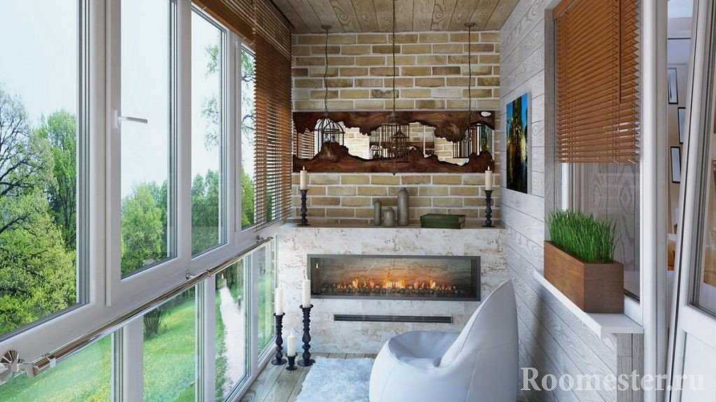 Conception d'un balcon avec une cheminée décorative