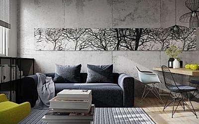 Béton à l'intérieur - une direction à la mode dans la décoration +30 exemples de photos