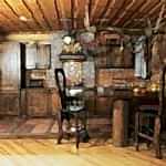 Petite table sur une jambe contre le mur